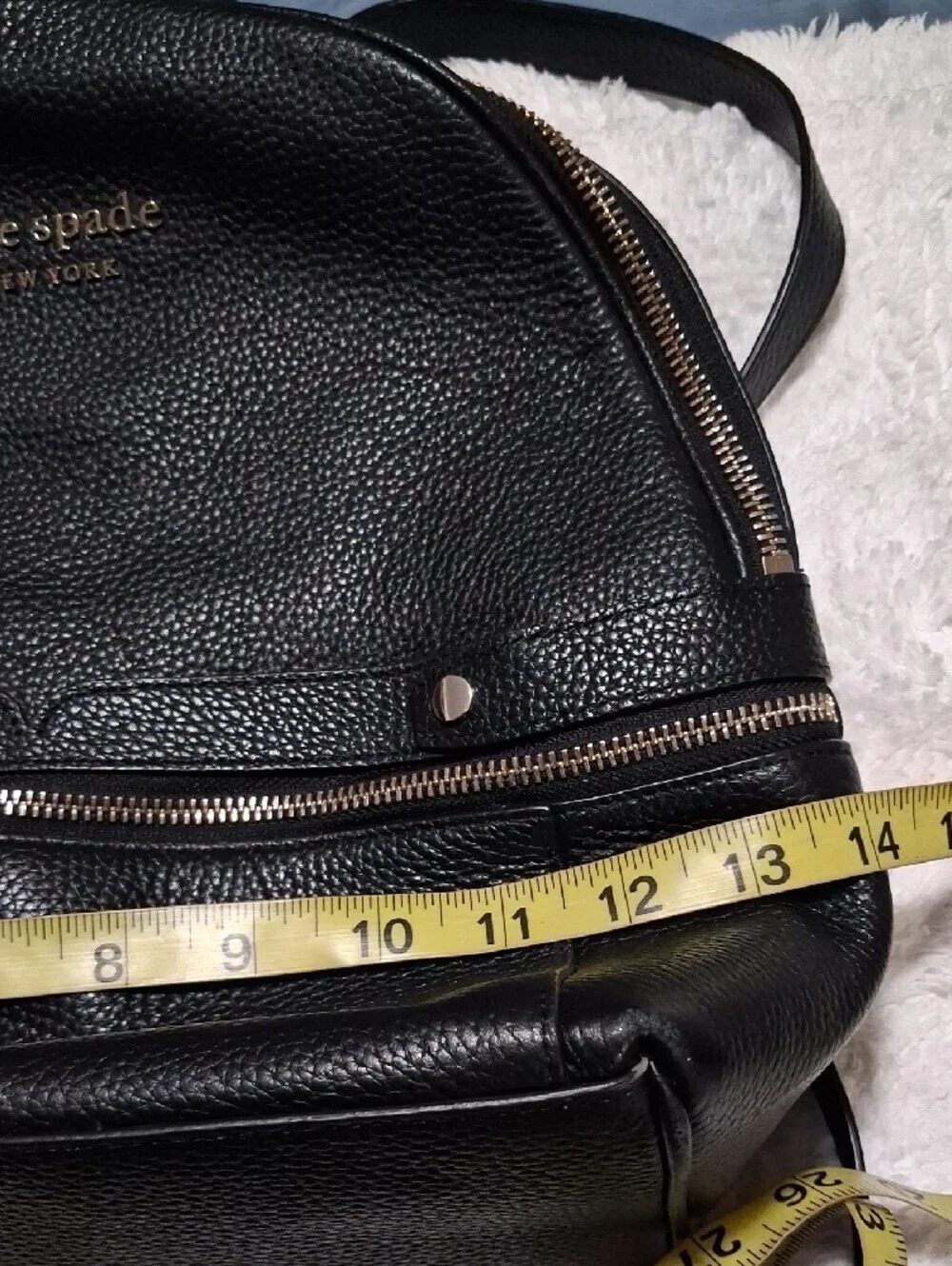 kate spade black pebbled leather backpack with gold hardware